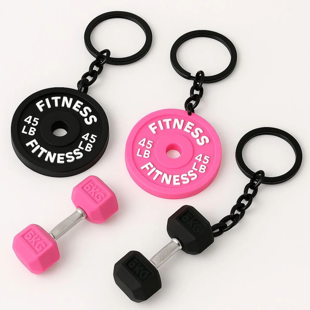 Mini Fitness Keychain Set- Dumbbell+ Plate