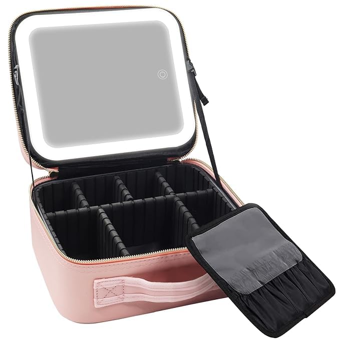 Makeup Bag With LED Mirror & Free 10x Magnifying Lens