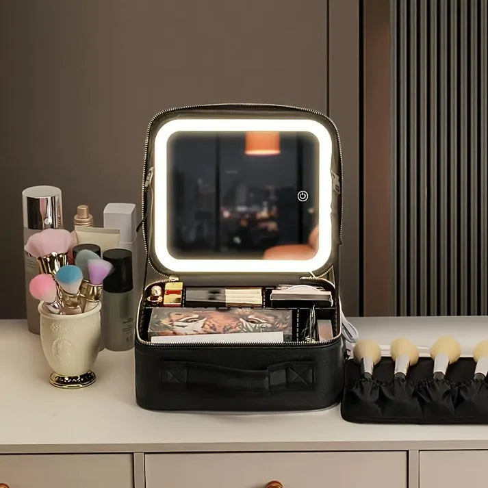 Makeup Bag With LED Mirror & Free 10x Magnifying Lens