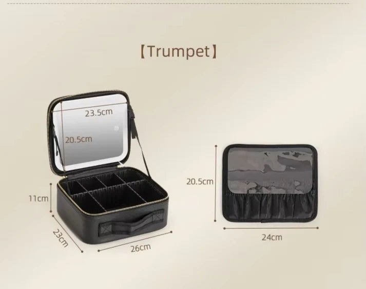 Makeup Bag With LED Mirror & Free 10x Magnifying Lens