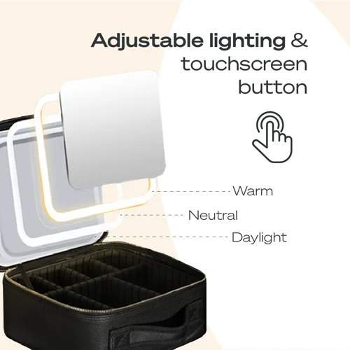 Makeup Bag With LED Mirror & Free 10x Magnifying Lens